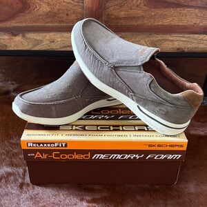Skechers Men's Slip-On Loafers in Taupe and Brown Accents
